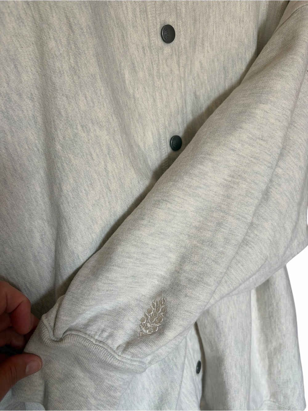 Free People For The Win Oversized Snap-Front Sweatshirt Jacket -Oatmeal Heather - Picture 6 of 8